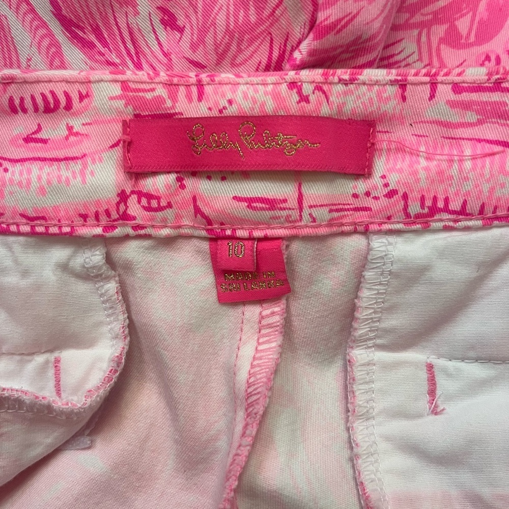 Lilly Pulitzer Buttercup Stretch Shorts Palm Beach Paradise Pink Blossom Size 10 - Picture 5 of 7